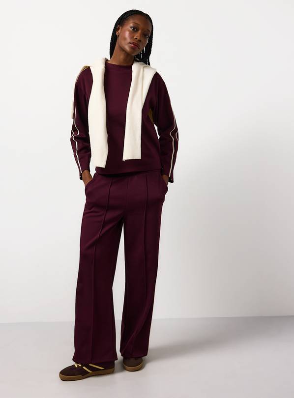 Dark Red Elevated Side Stripe Co-ord Wide Leg Joggers XL